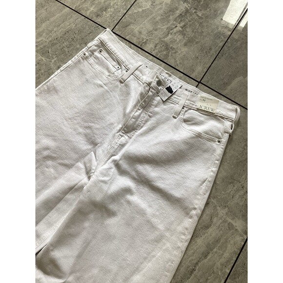 J. Crew NWT Wide Leg Trousers High Rise Cotton White 32 - Picture 2 of 6
